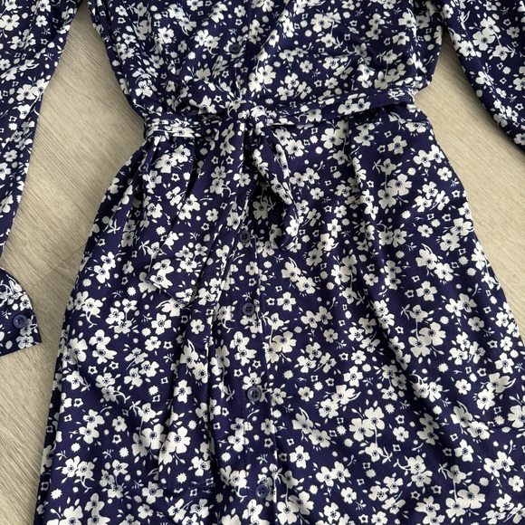Navy Floral Wrap Dress - Picture 2 of 5